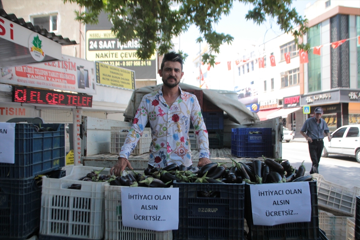 Antalya'da Ücretsiz Patlıcan Dağıtıldı