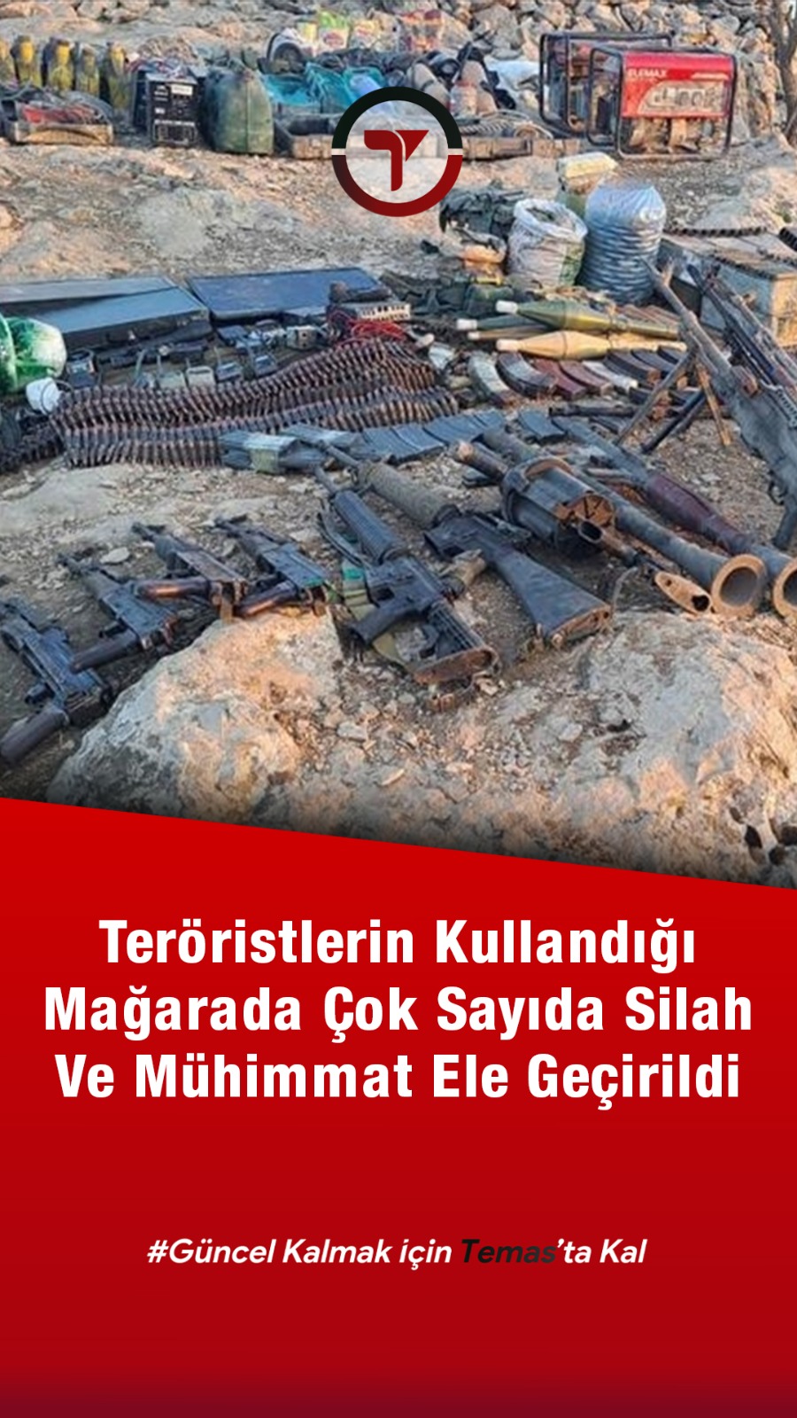 Teröristlerin Kullandığı Mağarada Çok Sayıda Silah Ve Mühimmat Ele Geçirildi