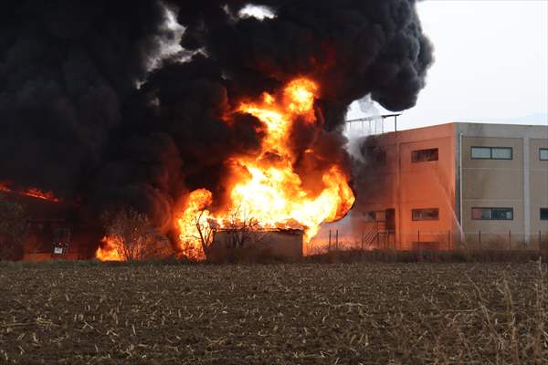 Denizli'de Kimya Fabrikasında Çıkan Yangına Müdahale Ediliyor