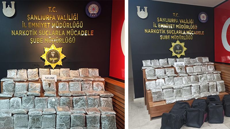 Şanlıurfa'da 38 kilo 100 Gram Skunk Ele Geçirildi